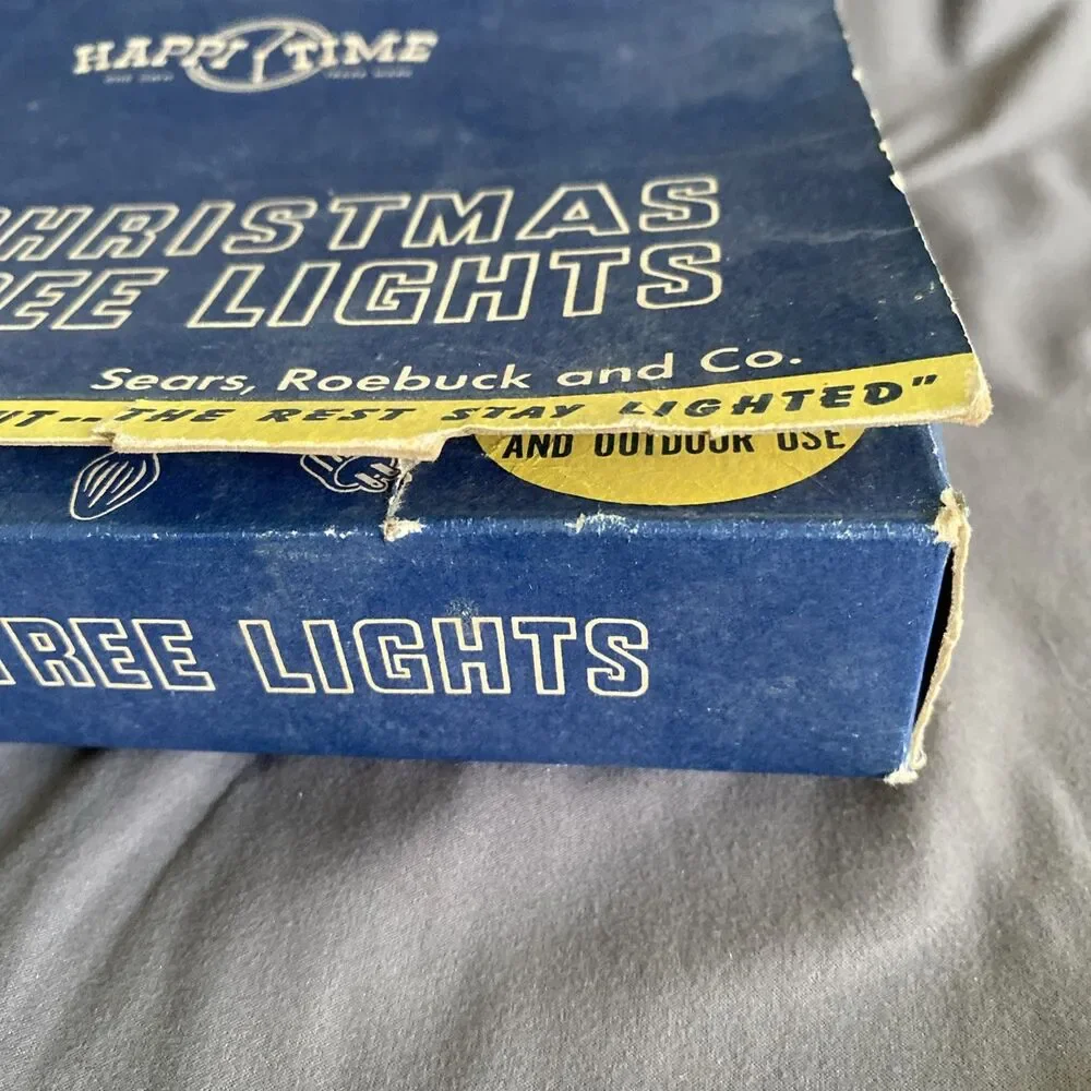 Vintage 2 Wire Christmas Tree Light Strand C-9 Sears-Roebuck Original Box